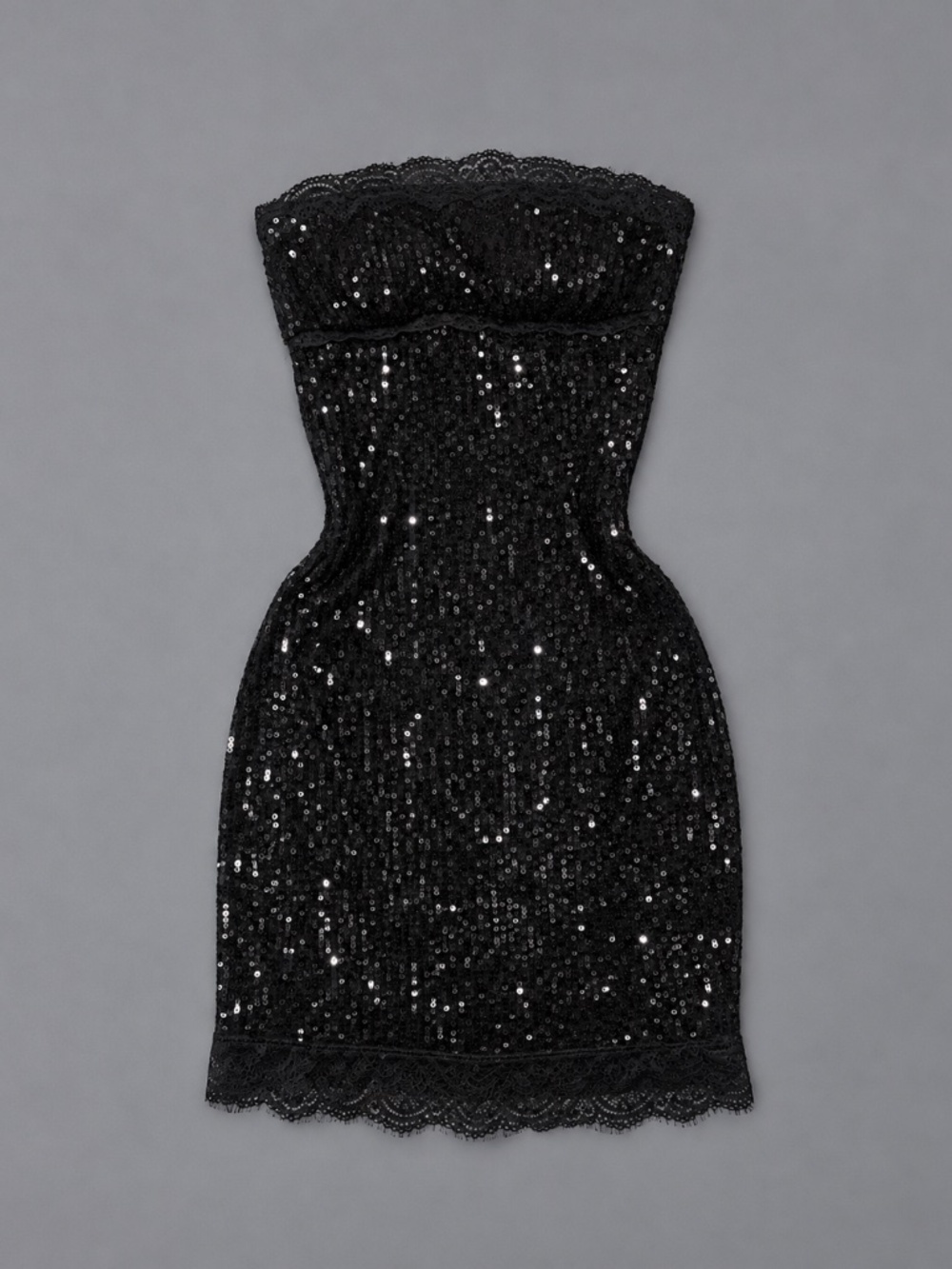 Lucy in the Sky Black Sequin Lace Trim Mini Dress – XS